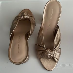 Loeffler Randall Coco Metallic Leather Knot Slide Sandal